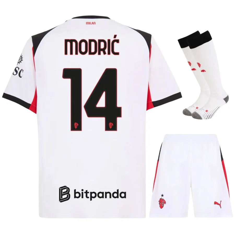 Camiseta de visitante del AC Milan para niños 2025-2026 de Modric Camiseta de visitante del AC Milan para niños 2025-2026 de Modric