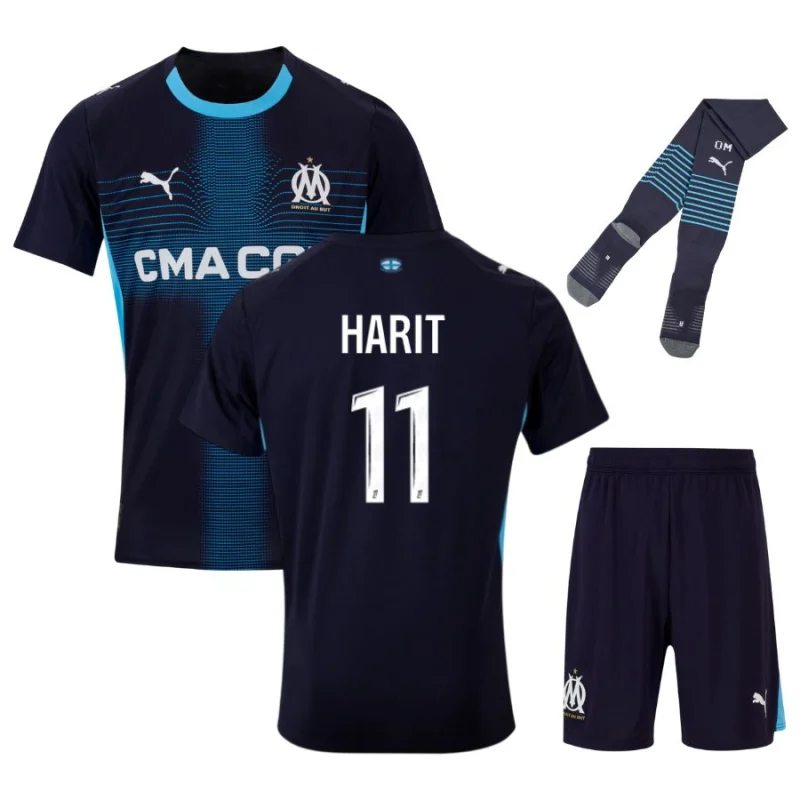 Maillot Kit Enfant OM Exterieur 2025 2026 Harit
