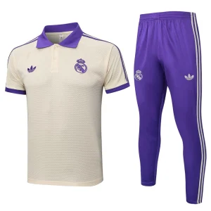 Real Madrid Polo 2025 2026 Beige Purple Tracksuit