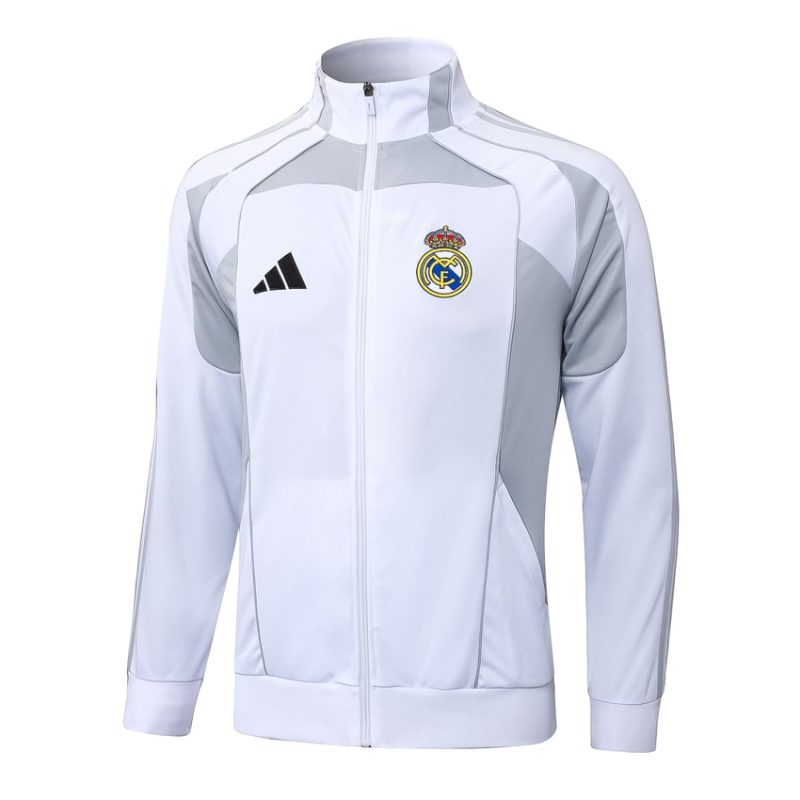 Survetement Real Madrid Veste 2025 2026 Blanc Gris (4) Survetement Real Madrid Veste 2025 2026 Blanc Gris