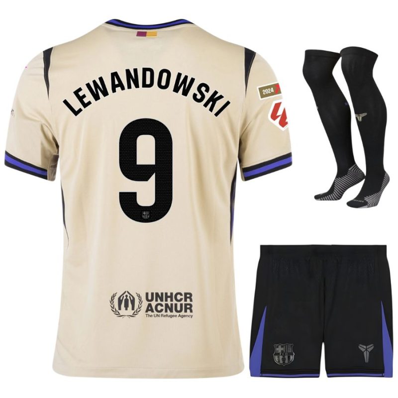 Maillot Kit Enfant Barca Exterieur 2025 2026 Lewandowski La Liga
