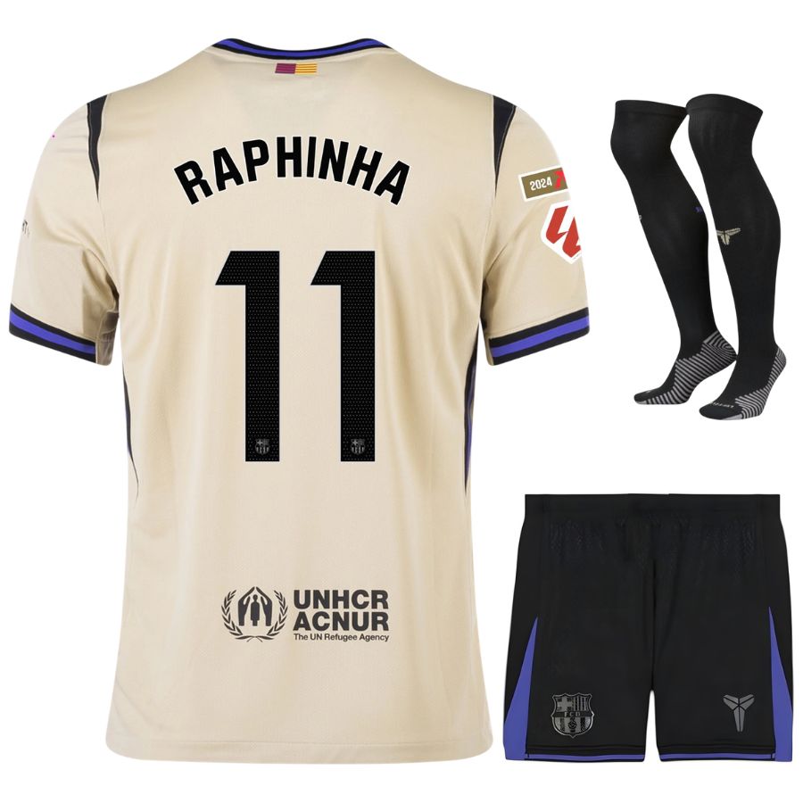 Maillot Kit Enfant Barca Exterieur 2025 2026 Raphinha La Liga
