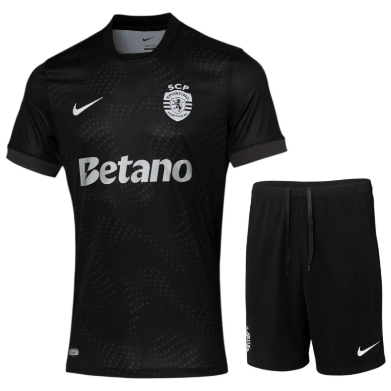 Camiseta de visitante del Sporting para niños 2025-2026, negra