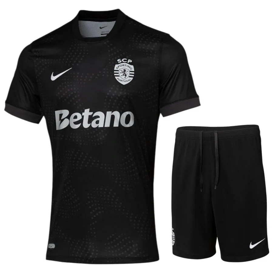 Camiseta de visitante del Sporting para niños 2025-2026, negra