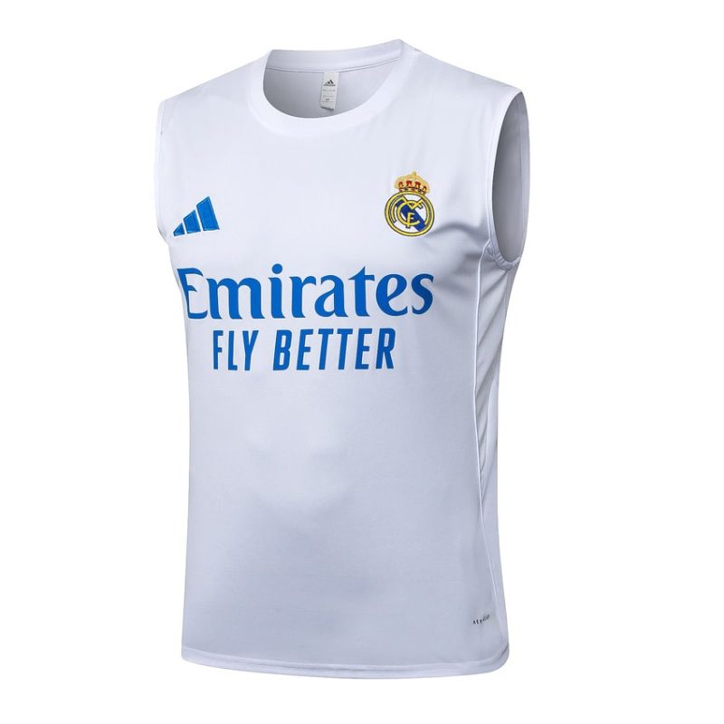 Debardeur Short Real Madrid 2025 2026 Blanc Bleu (2) Debardeur Short Real Madrid 2025 2026 Blanc Bleu