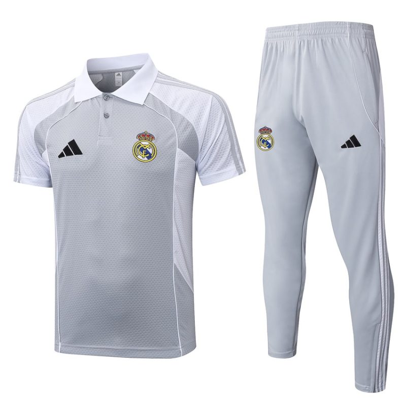 Ensemble Maillot Short Real Madrid 2025 2026 Gris Blanc