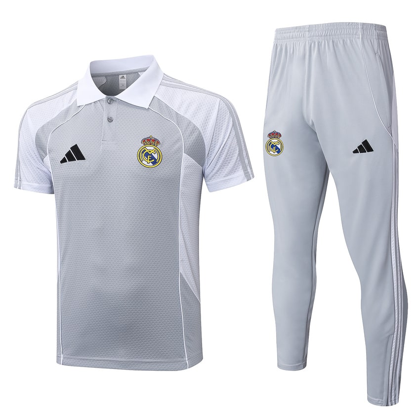 Ensemble Maillot Short Real Madrid 2025 2026 Gris Blanc