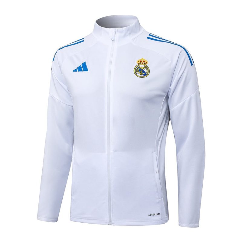 Survetement Real Madrid Veste 2025 2026 Blanc Bleu (2) Survetement Real Madrid Veste 2025 2026 Blanc Bleu