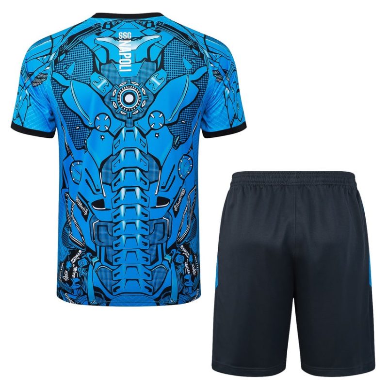Ensemble Maillot Short Naples 2025 2026 Bleu Motif (2) Ensemble Maillot Short Naples 2025 2026 Bleu Motif