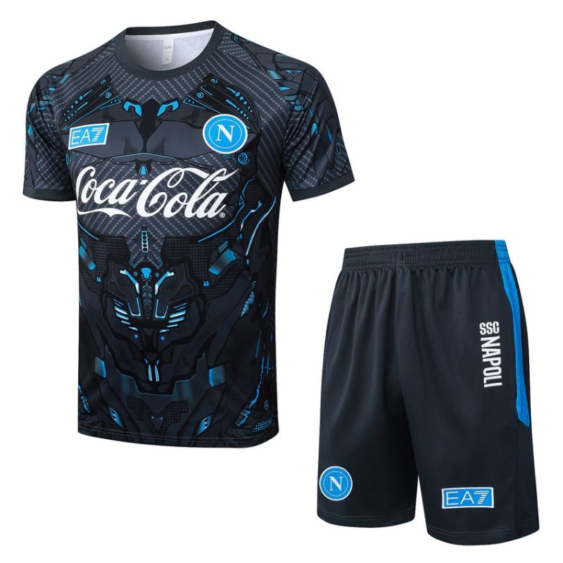 Ensemble Maillot Short Naples 2025 2026 Noir Motif (1) Ensemble Maillot Short Naples 2025 2026 Noir Motif