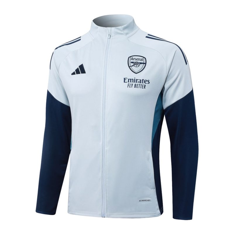 Survetement Arsenal Veste 2025 2026 Blanc Bleu (2) Survetement Arsenal Veste 2025 2026 Blanc Bleu