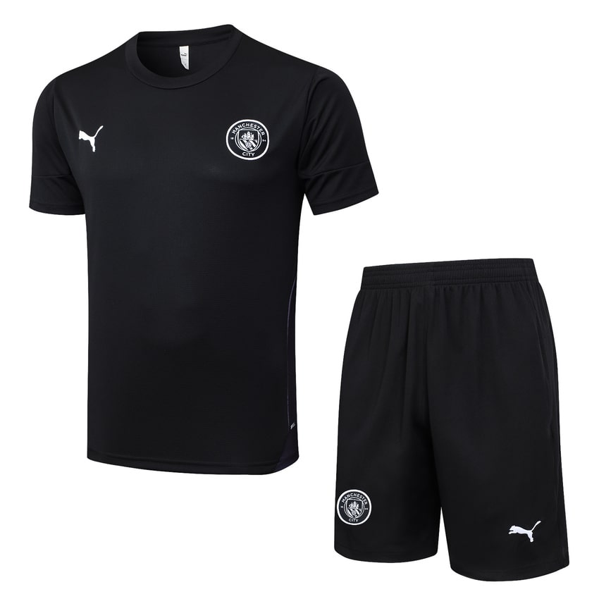 Ensemble Maillot Short Manchester City 2025 2026 Noir Sombre (1) Ensemble Maillot Short Manchester City 2025 2026 Noir Sombre