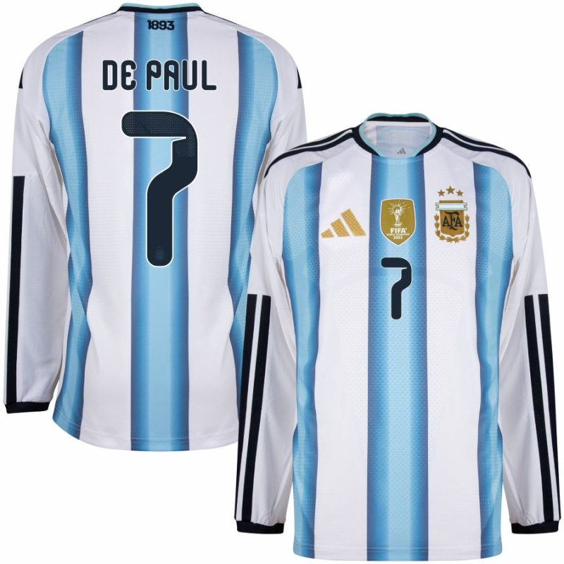 Maillot Argentine Domicile 2026 2027 De Paul Manches Longues (1)