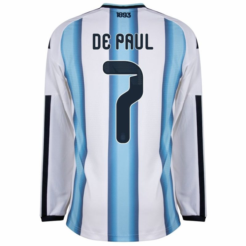 Maillot Argentine Domicile 2026 2027 De Paul Manches Longues (3) Maillot Argentine Domicile 2026 2027 De Paul Manches Longues (3)