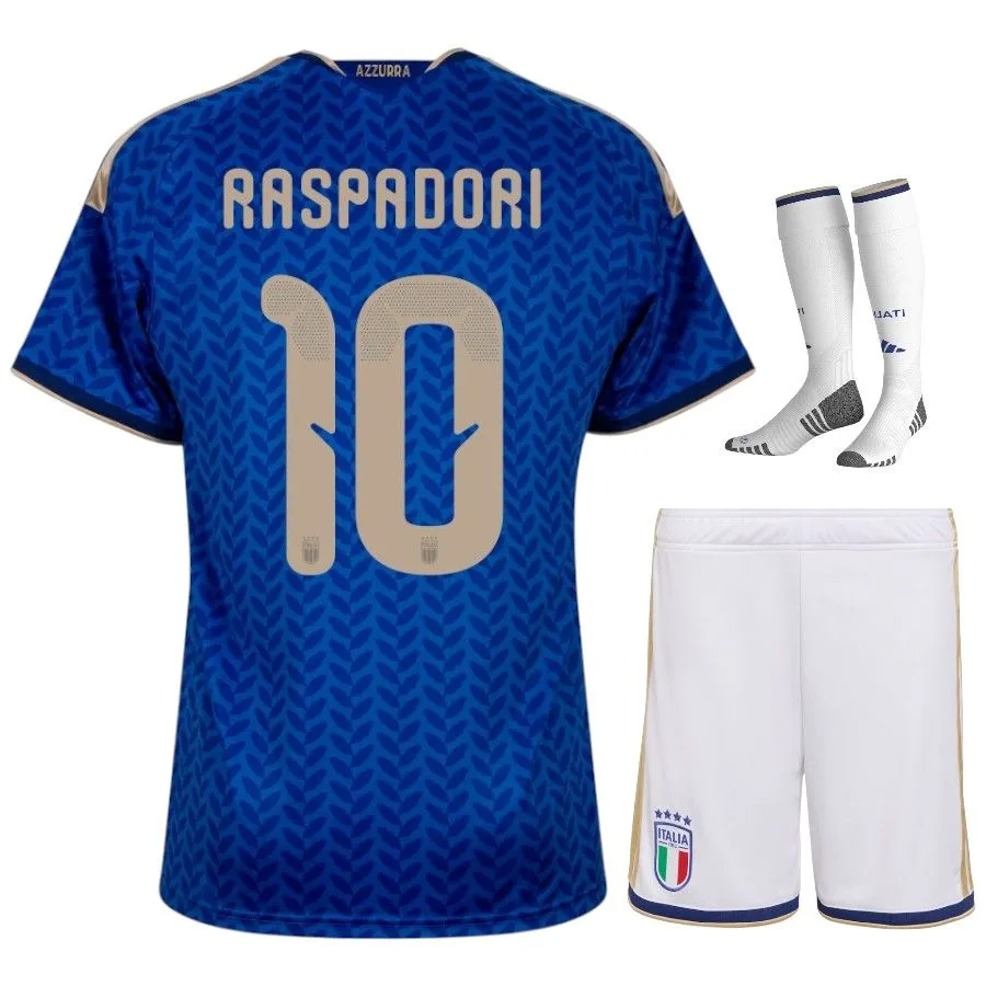 Kit de camiseta de local de Italia para niños 2026-2027 - Raspadori.jpg