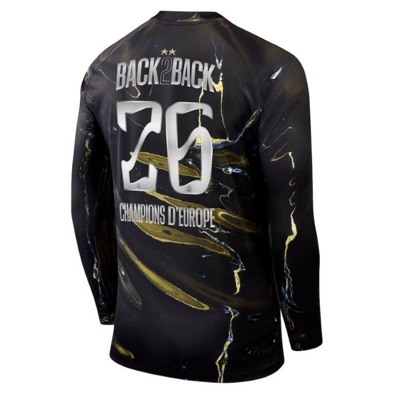 Maillot PSG Jordan Night 2 étoiles Champions D'Europe 26 Manches Longues (2)