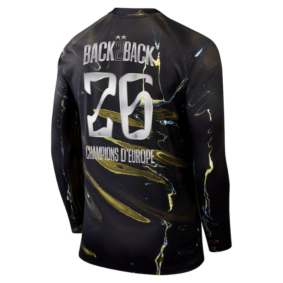 Maillot PSG Jordan Night 2 étoiles Champions D'Europe 26 Manches Longues (2)