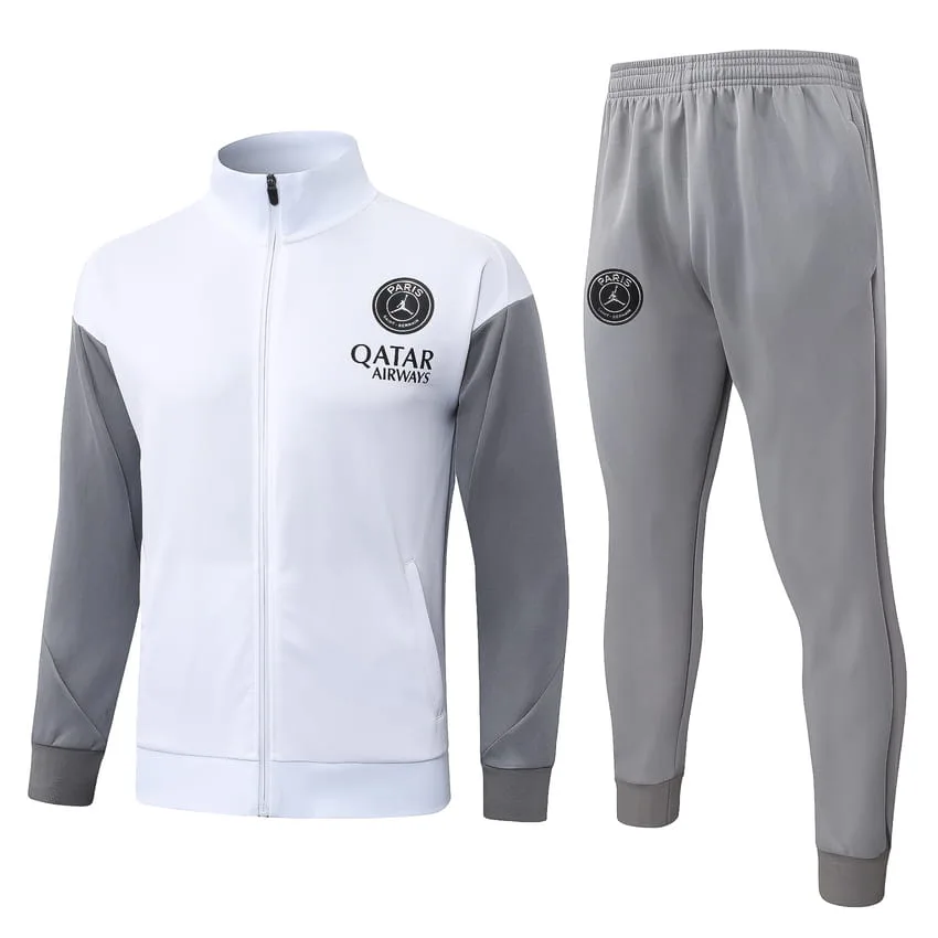 Chaqueta de chándal del PSG 2026-2027, blanca y gris.