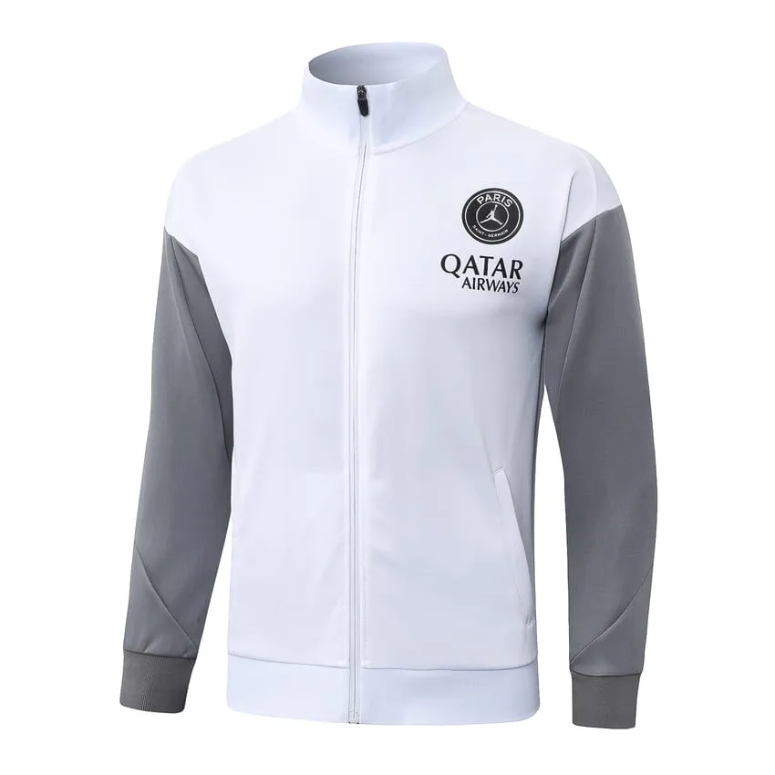 Chaqueta de chándal del PSG 2026-2027, blanca y gris.