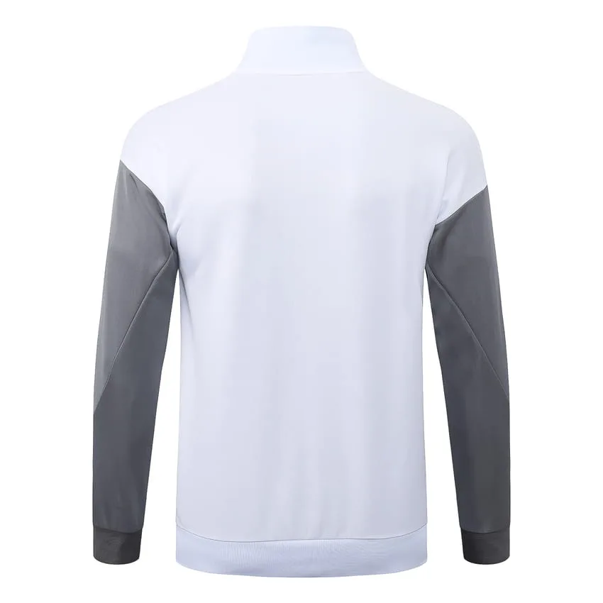 Chaqueta de chándal del PSG 2026-2027, blanca y gris.