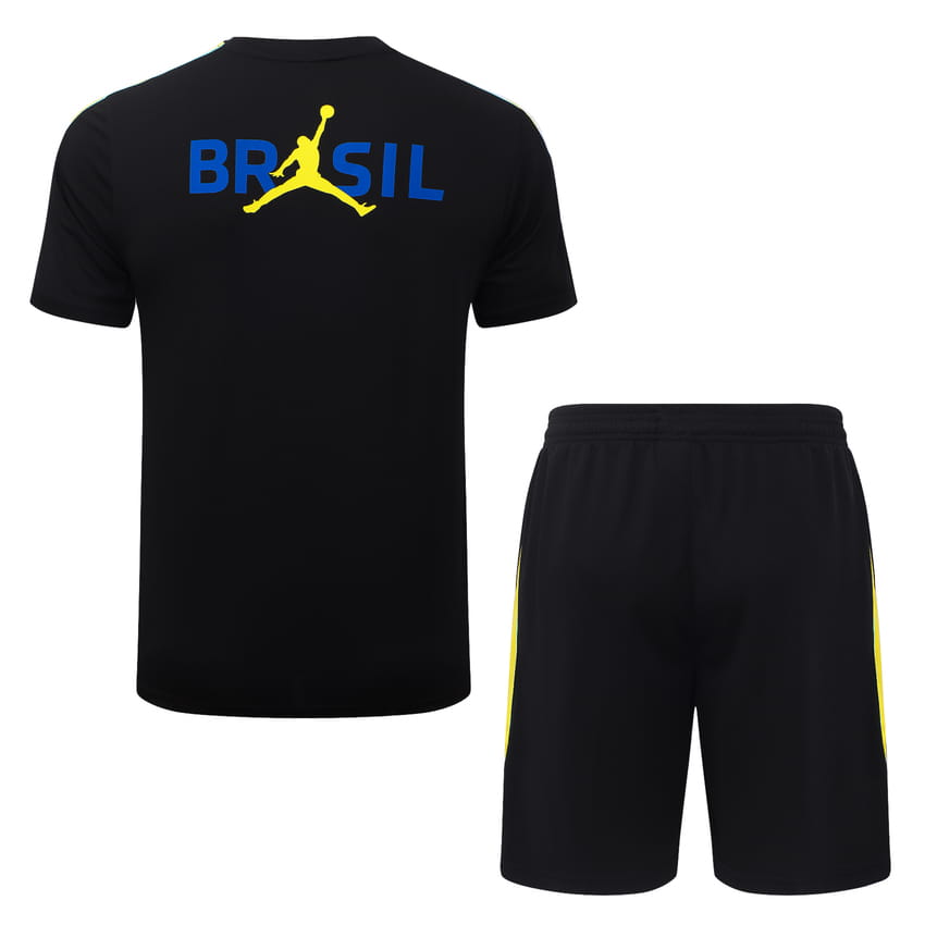 Ensemble Maillot Short Bresil 2026 2027 Noir Jaune