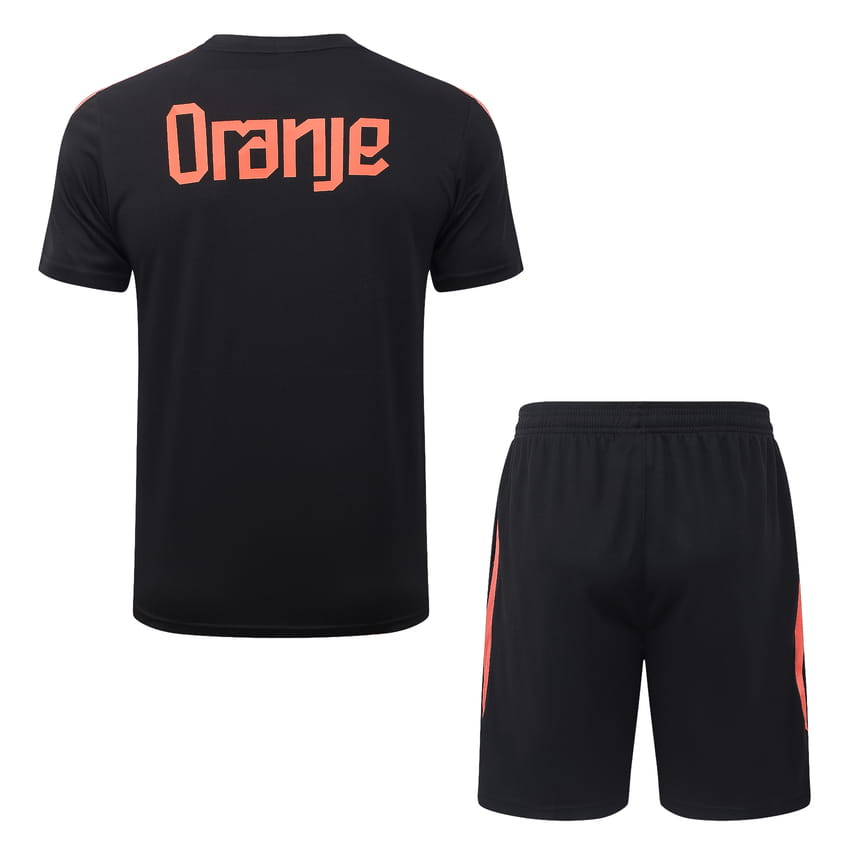 Ensemble Maillot Short Pays Bas 2026 2027 Noir Orange