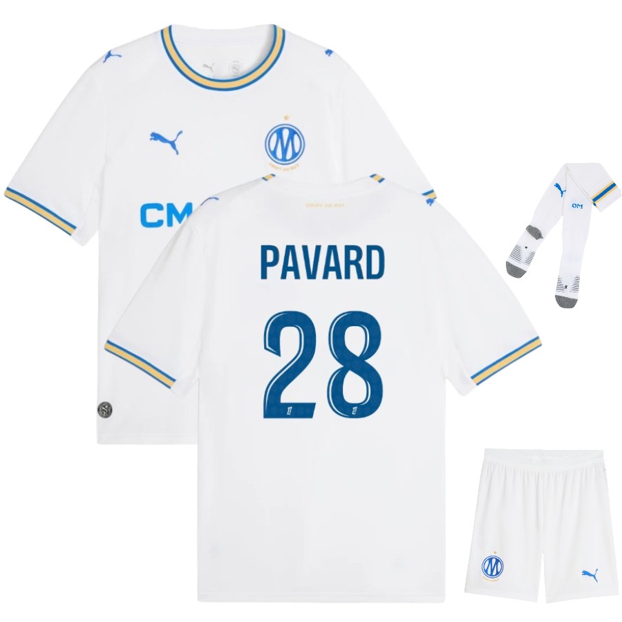 Maillot OM Domicile Kit Enfant 2025 2026 Pavard