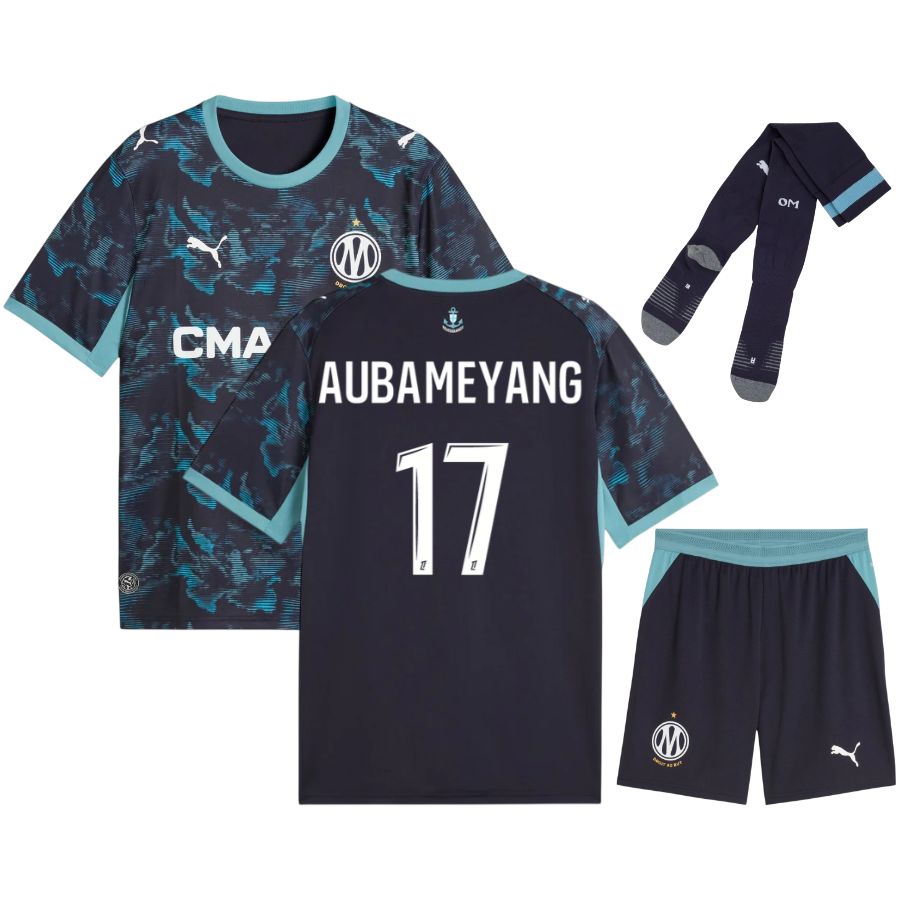 Maillot OM Kit Enfant Exterieur 2026 2027 Aubameyang