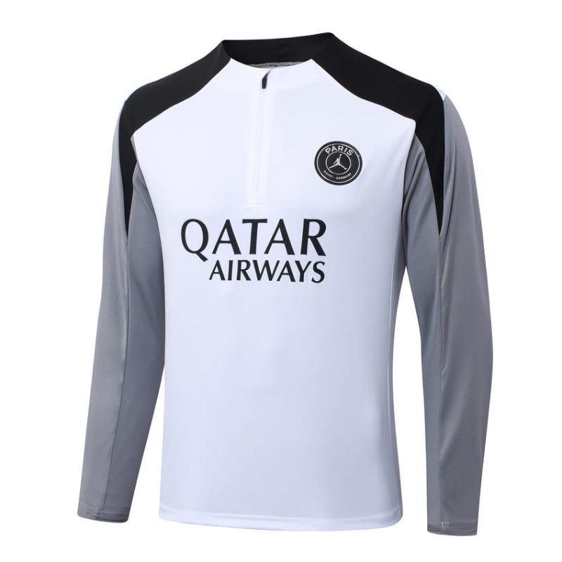 Survetement PSG Training 2026 2027 Blanc Gris (2) Survetement PSG Training 2026 2027 Blanc Gris