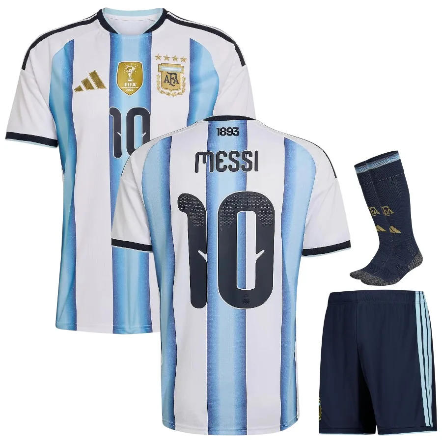 Argentinien Heimtrikot für Kinder, 4 Sterne, Messi