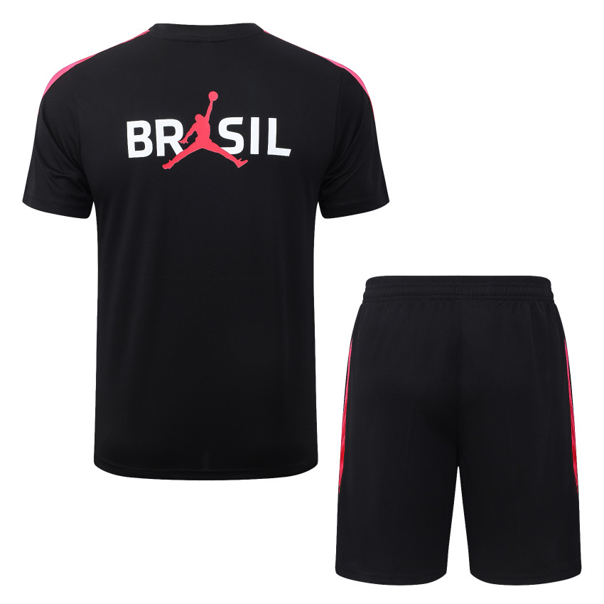 Ensemble Maillot Short Bresil 2026 2027 Noir Rouge
