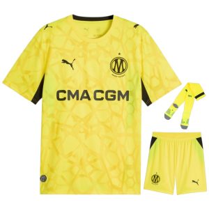 Olympique de Marseille (OM) Goalkeeper Jersey, Kids' Kit 2026-2027, Yellow