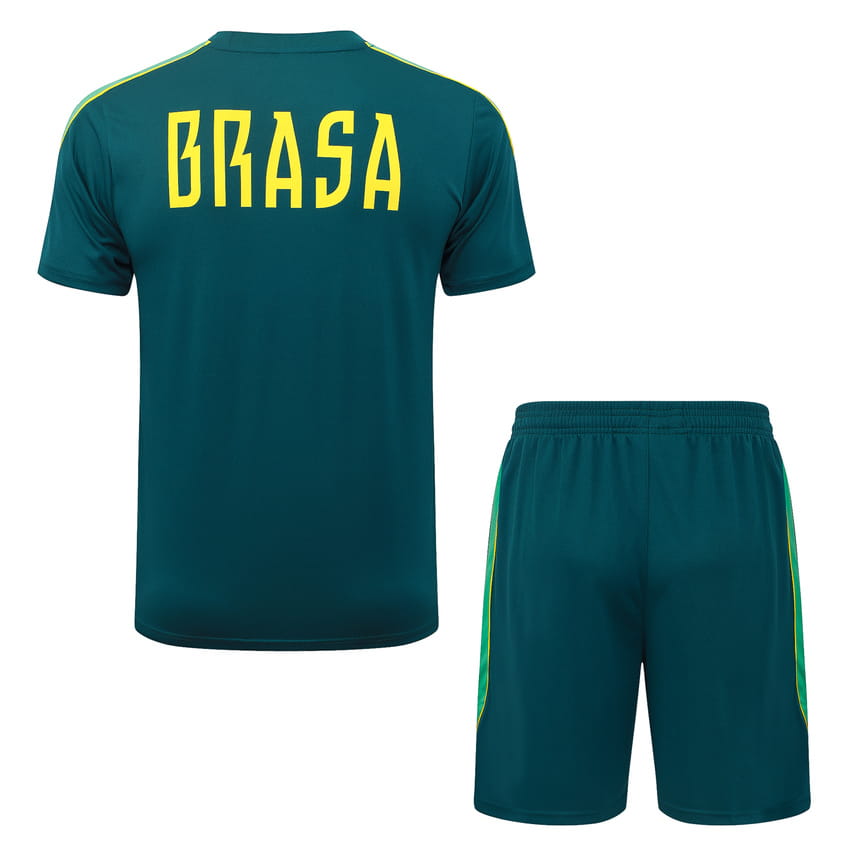 Ensemble Maillot Short Bresil 2026 2027 Vert Foncé