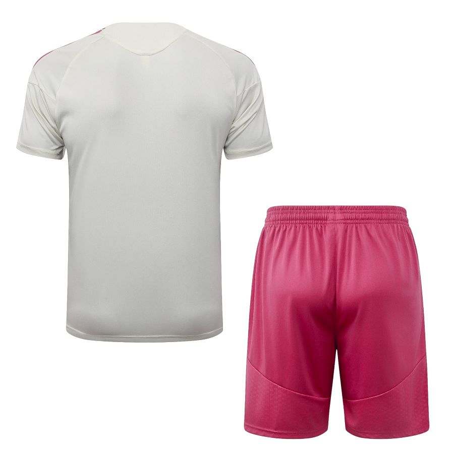 Ensemble Maillot Short Real Madrid 2026 2027 Beige Rouge (2)